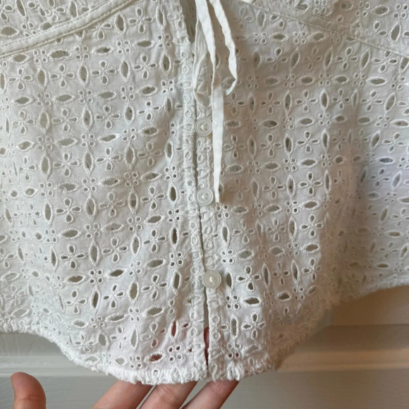 NWT Madewell Tie-Front Top in Eyelet Soft white XXS - Picture 8 of 14